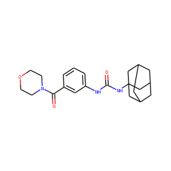 O=C(Nc1cccc(C(=O)N2CCOCC2)c1)NC12CC3CC(CC(C3)C1)C2 ZINC000040916163