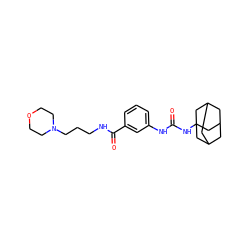 O=C(Nc1cccc(C(=O)NCCCN2CCOCC2)c1)NC12CC3CC(CC(C3)C1)C2 ZINC000038240038