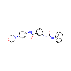 O=C(Nc1cccc(C(=O)Nc2ccc(N3CCOCC3)cc2)c1)NC12CC3CC(CC(C3)C1)C2 ZINC000084669509
