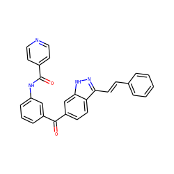 O=C(Nc1cccc(C(=O)c2ccc3c(/C=C/c4ccccc4)n[nH]c3c2)c1)c1ccncc1 ZINC000166948737
