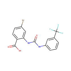 O=C(Nc1cccc(C(F)(F)F)c1)Nc1cc(Br)ccc1C(=O)O ZINC000013531813