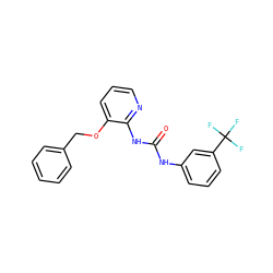 O=C(Nc1cccc(C(F)(F)F)c1)Nc1ncccc1OCc1ccccc1 ZINC000013234698