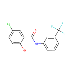 O=C(Nc1cccc(C(F)(F)F)c1)c1cc(Cl)ccc1O ZINC000000263553