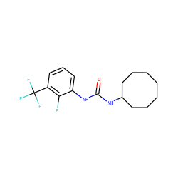 O=C(Nc1cccc(C(F)(F)F)c1F)NC1CCCCCCC1 ZINC000072113257