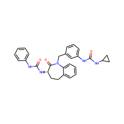 O=C(Nc1cccc(CN2C(=O)[C@@H](NC(=O)Nc3ccccc3)CCc3ccccc32)c1)NC1CC1 ZINC000013798702