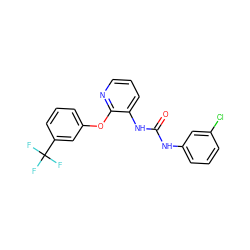 O=C(Nc1cccc(Cl)c1)Nc1cccnc1Oc1cccc(C(F)(F)F)c1 ZINC000095592393