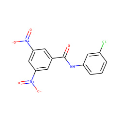 O=C(Nc1cccc(Cl)c1)c1cc([N+](=O)[O-])cc([N+](=O)[O-])c1 ZINC000003152018
