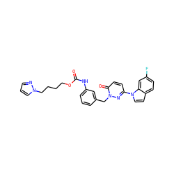 O=C(Nc1cccc(Cn2nc(-n3ccc4ccc(F)cc43)ccc2=O)c1)OCCCCn1cccn1 ZINC000299865531