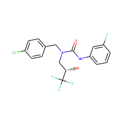 O=C(Nc1cccc(F)c1)N(Cc1ccc(Cl)cc1)C[C@H](O)C(F)(F)F ZINC000005944319