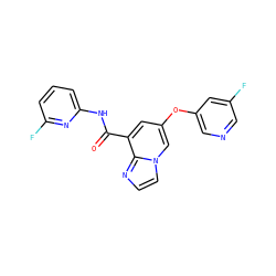 O=C(Nc1cccc(F)n1)c1cc(Oc2cncc(F)c2)cn2ccnc12 ZINC001772634974