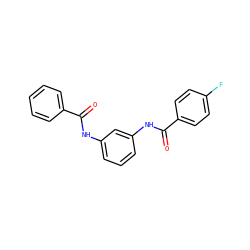 O=C(Nc1cccc(NC(=O)c2ccc(F)cc2)c1)c1ccccc1 ZINC000000172584