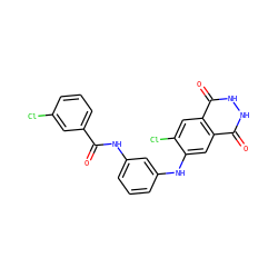 O=C(Nc1cccc(Nc2cc3c(=O)[nH][nH]c(=O)c3cc2Cl)c1)c1cccc(Cl)c1 ZINC000073164150