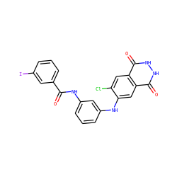 O=C(Nc1cccc(Nc2cc3c(=O)[nH][nH]c(=O)c3cc2Cl)c1)c1cccc(I)c1 ZINC000073164155