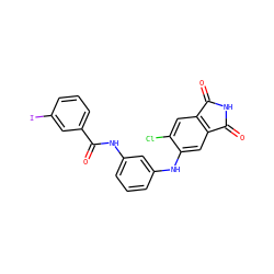 O=C(Nc1cccc(Nc2cc3c(cc2Cl)C(=O)NC3=O)c1)c1cccc(I)c1 ZINC000073166668