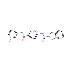O=C(Nc1cccc(O)c1)c1ccc(NC(=O)N2Cc3ccccc3C2)cc1 ZINC000166223258