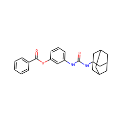 O=C(Nc1cccc(OC(=O)c2ccccc2)c1)NC12CC3CC(CC(C3)C1)C2 ZINC000040405764
