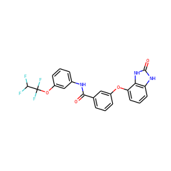 O=C(Nc1cccc(OC(F)(F)C(F)F)c1)c1cccc(Oc2cccc3[nH]c(=O)[nH]c23)c1 ZINC000045374601