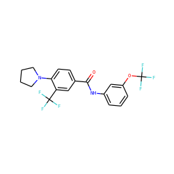 O=C(Nc1cccc(OC(F)(F)F)c1)c1ccc(N2CCCC2)c(C(F)(F)F)c1 ZINC000066111645