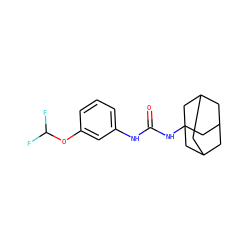 O=C(Nc1cccc(OC(F)F)c1)NC12CC3CC(CC(C3)C1)C2 ZINC000061165344