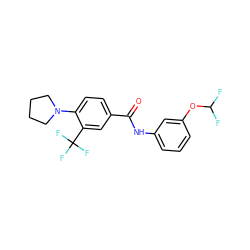 O=C(Nc1cccc(OC(F)F)c1)c1ccc(N2CCCC2)c(C(F)(F)F)c1 ZINC000066076473
