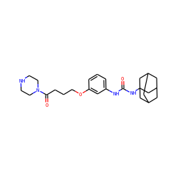 O=C(Nc1cccc(OCCCC(=O)N2CCNCC2)c1)NC12CC3CC(CC(C3)C1)C2 ZINC000066259232