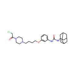 O=C(Nc1cccc(OCCCCN2CCN(C(=O)CCl)CC2)c1)NC12CC3CC(CC(C3)C1)C2 ZINC000066259545
