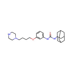 O=C(Nc1cccc(OCCCCN2CCNCC2)c1)NC12CC3CC(CC(C3)C1)C2 ZINC000066058897