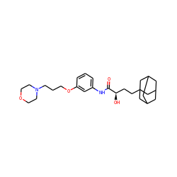 O=C(Nc1cccc(OCCCN2CCOCC2)c1)[C@H](O)CCC12CC3CC(CC(C3)C1)C2 ZINC000040862762