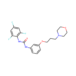 O=C(Nc1cccc(OCCCN2CCOCC2)c1)Nc1c(F)cc(F)cc1F ZINC000043079606