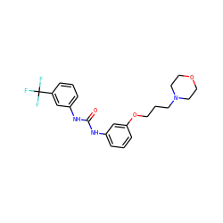 O=C(Nc1cccc(OCCCN2CCOCC2)c1)Nc1cccc(C(F)(F)F)c1 ZINC000043120979