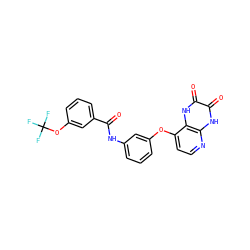 O=C(Nc1cccc(Oc2ccnc3[nH]c(=O)c(=O)[nH]c23)c1)c1cccc(OC(F)(F)F)c1 ZINC000058541519