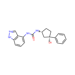 O=C(Nc1cccc2[nH]ncc12)N[C@@H]1CC[C@@](O)(c2ccccc2)C1 ZINC000169704918