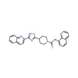 O=C(Nc1cccc2cccnc12)N1CCC(c2nc(-c3ccc4ccccc4n3)no2)CC1 ZINC000072179185