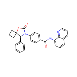 O=C(Nc1cccc2cccnc12)c1ccc(N2C(=O)OC3(CCC3)[C@@H]2c2ccccc2)cc1 ZINC000147079710