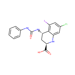O=C(Nc1ccccc1)N[C@H]1C[C@H](C(=O)O)Nc2cc(Cl)cc(I)c21 ZINC000013455385