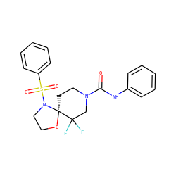 O=C(Nc1ccccc1)N1CC[C@@]2(OCCN2S(=O)(=O)c2ccccc2)C(F)(F)C1 ZINC000073140858