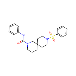 O=C(Nc1ccccc1)N1CCCC2(CCN(S(=O)(=O)c3ccccc3)CC2)C1 ZINC000003956110