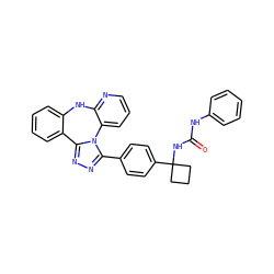 O=C(Nc1ccccc1)NC1(c2ccc(-c3nnc4n3-c3cccnc3Nc3ccccc3-4)cc2)CCC1 ZINC000096174128