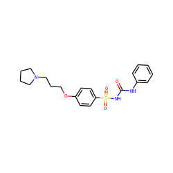 O=C(Nc1ccccc1)NS(=O)(=O)c1ccc(OCCCN2CCCC2)cc1 ZINC000084635199