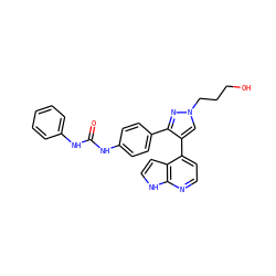 O=C(Nc1ccccc1)Nc1ccc(-c2nn(CCCO)cc2-c2ccnc3[nH]ccc23)cc1 ZINC000049784634