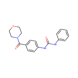 O=C(Nc1ccccc1)Nc1ccc(C(=O)N2CCOCC2)cc1 ZINC000000367971