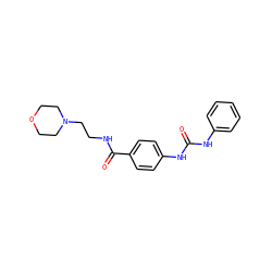 O=C(Nc1ccccc1)Nc1ccc(C(=O)NCCN2CCOCC2)cc1 ZINC000025707390