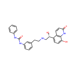 O=C(Nc1ccccc1)Nc1cccc(CCNC[C@H](O)c2ccc(O)c3[nH]c(=O)ccc23)c1 ZINC000066111684