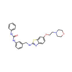 O=C(Nc1ccccc1)Nc1cccc(CNc2nc3ccc(OCCN4CCOCC4)cc3s2)c1 ZINC001772607646