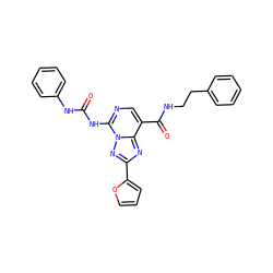 O=C(Nc1ccccc1)Nc1ncc(C(=O)NCCc2ccccc2)c2nc(-c3ccco3)nn12 ZINC000299833251