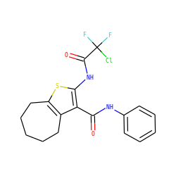 O=C(Nc1ccccc1)c1c(NC(=O)C(F)(F)Cl)sc2c1CCCCC2 ZINC001772571859