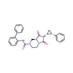 O=C(Nc1ccccc1-c1ccccc1)N1CCN2C(=O)N([C@@H]3C[C@@H]3c3ccccc3)C(=O)[C@@H]2C1 ZINC000072108080