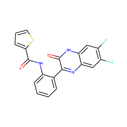 O=C(Nc1ccccc1-c1nc2cc(F)c(F)cc2[nH]c1=O)c1cccs1 ZINC000095564023