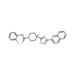 O=C(Nc1ccccc1Cl)N1CCC(F)(c2nc(-c3ccc4ccccc4n3)no2)CC1 ZINC000072179681