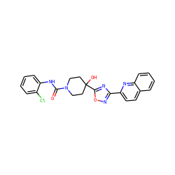 O=C(Nc1ccccc1Cl)N1CCC(O)(c2nc(-c3ccc4ccccc4n3)no2)CC1 ZINC000072180376
